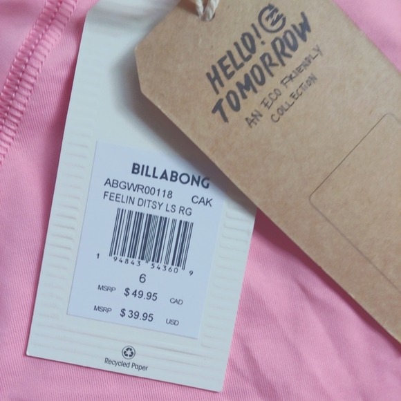 Billabong Pink Long Sleeve Rashguard NEW - Picture 6 of 7